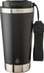 gerecycled roestvrijstalen dubbelwandige drinkbeke - zwart