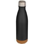 cove 500 ml dubbelwandige rvs waterfles met kurk - zwart