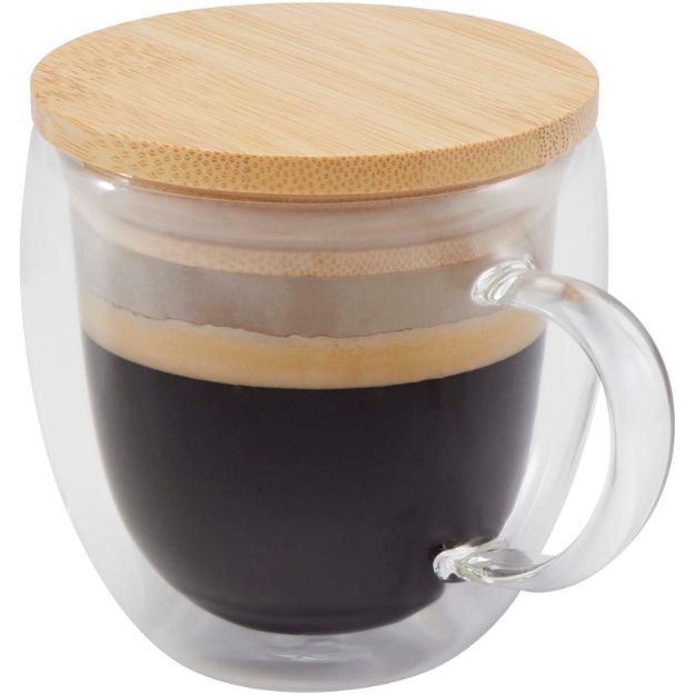 arlo 250 ml glazen beker met bamboe deksel