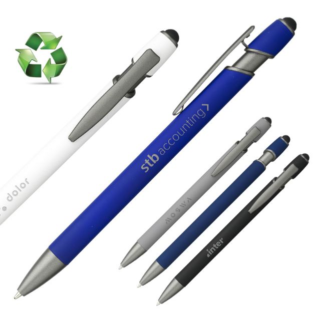 luca stylus recycled alu softtouch pen blauwe inkt