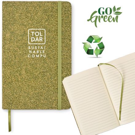 a5 notitieboek kaft van theedrab, kurk en katoen