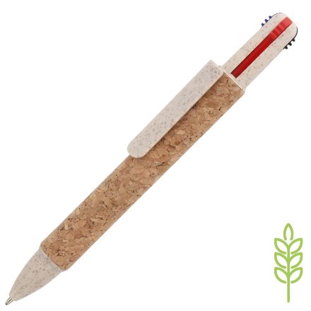 balpen 4-kleuren kurk