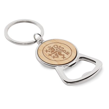 sleutelhanger met flesopener hout