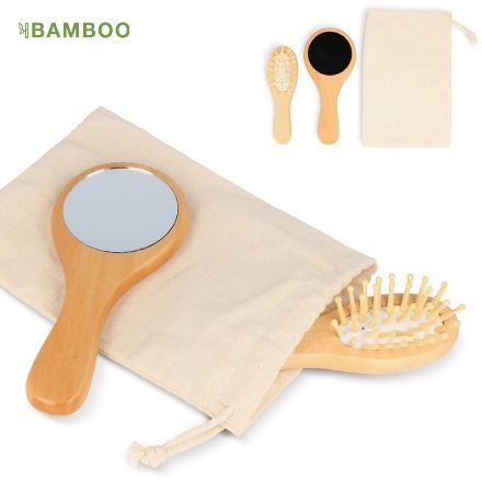 bamboe borstel en spiegel set
