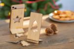 kerst sleutelhanger van bamboe multiplex