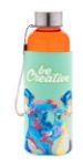 custom made rpet fles met hoes 500 ml rvs dop - oranje