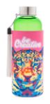 custom made rpet fles met hoes 500 ml rvs dop - groen