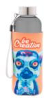 custom made rpet fles met hoes 500 ml rvs dop - zwart