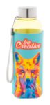 custom made rpet fles met hoes 500 ml rvs dop - geel