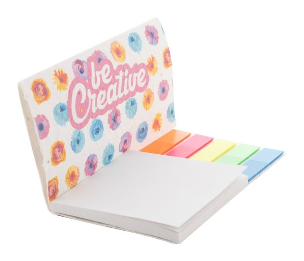 custom made sticky notitieblok met bloemenzaden