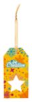 custom made label kerstmotief met gouden lint - 