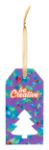 custom made label kerstmotief met gouden lint - 