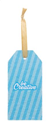 custom made zaadpapier gift tag met gouden lint