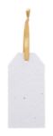 custom made zaadpapier gift tag met gouden lint