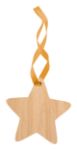 kerstboomornament in bamboetriplex met gouden lint