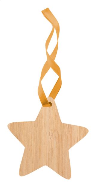 kerstboomornament in bamboetriplex met gouden lint