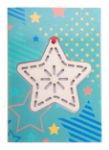 custom made papieren kerstkaart met rood lint