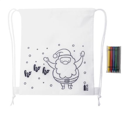 rpet kerstzak met trekkoord en 5 kleurpotloden