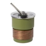 rss reisbeker met handgreep van notenhout 260 ml - groen