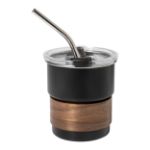 rss reisbeker met handgreep van notenhout 260 ml - zwart