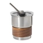 rss reisbeker met handgreep van notenhout 260 ml - zilver