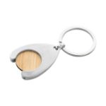 metalen sleutelhanger met bamboe jeton diam 23 mm