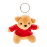 pluche teddybeer sleutelhanger t-shirt opdruk - rood