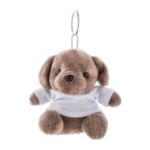 pluche hond sleutelhanger met opdruk op t-shirt