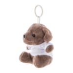 pluche hond sleutelhanger met opdruk op t-shirt