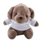 pluche hond sleutelhanger met opdruk op t-shirt