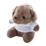 pluche hond sleutelhanger met opdruk op t-shirt