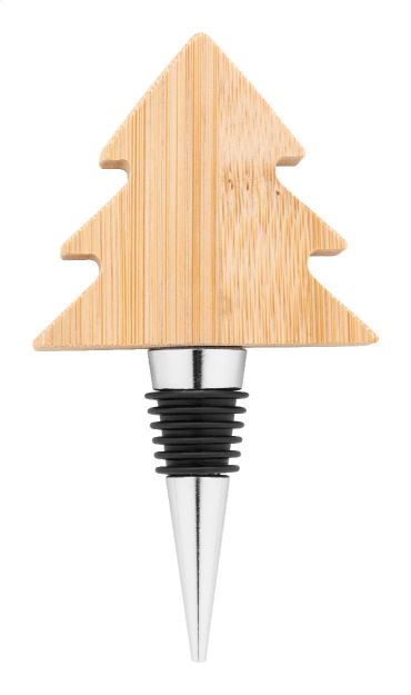 metalen wijnstopper met bamboe afwerking xmas