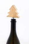 metalen wijnstopper met bamboe afwerking xmas