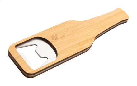 flesopener rvs flesvorm met bamboe oppervlak