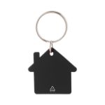 sleutelhanger ral met metalen ring huisvormig - zwart