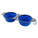 opvouwbare huisdierenbak met 2 compartimenten - blauw