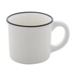 mini vintage keramische mok 90 ml zwarte rand - wit