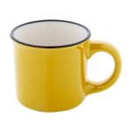 mini vintage keramische mok 90 ml zwarte rand - geel
