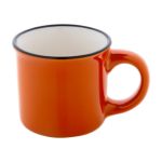 mini vintage keramische mok 90 ml zwarte rand - oranje