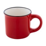 mini vintage keramische mok 90 ml zwarte rand - rood
