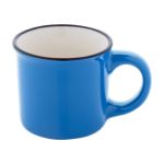mini vintage keramische mok 90 ml zwarte rand - blauw