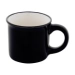 mini vintage keramische mok 90 ml zwarte rand - zwart
