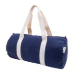 sporttas van recycled canvas met binnenzak en rits - blauw
