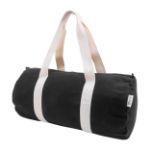 sporttas van recycled canvas met binnenzak en rits - zwart