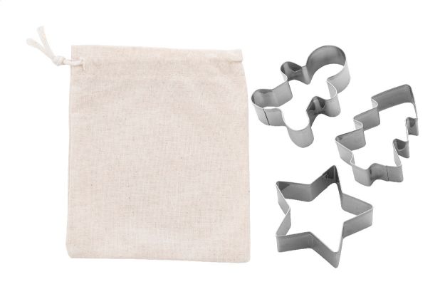 kerst 3 stuks koekjes cutter set in trekkoordzakje