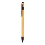 bamboe balpen en touch screen glanzend metallic - zwart