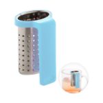 rvs thee infuser met praktische cliphouder in rabs - licht blauw