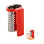 rvs thee infuser met praktische cliphouder in rabs - rood