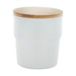 keramische beker 240 ml met bamboe deksel - wit