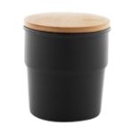 keramische beker 240 ml met bamboe deksel - zwart